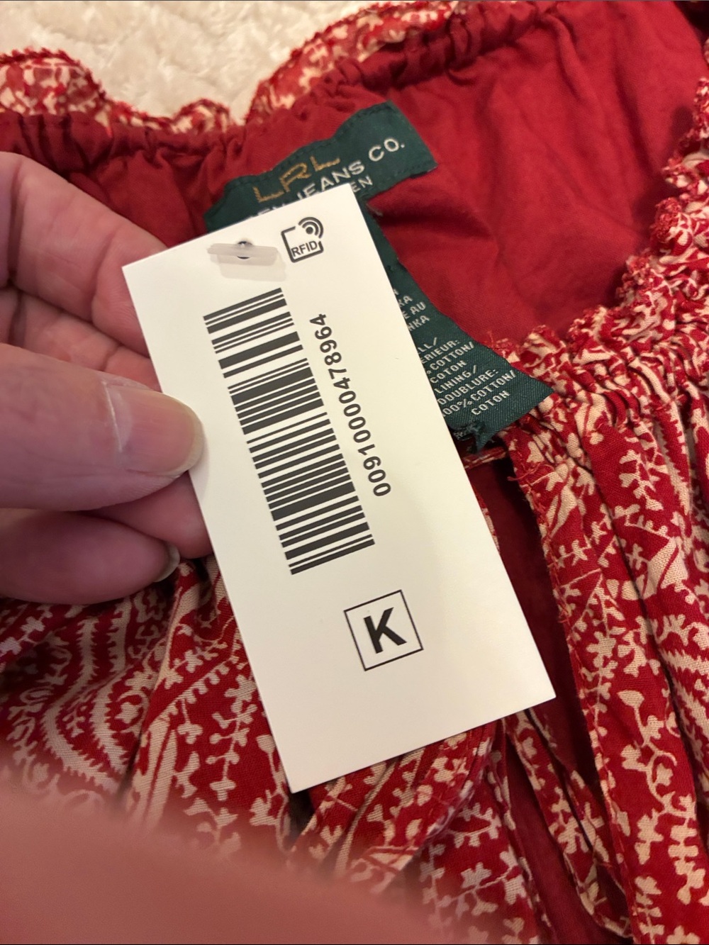 Ralph Lauren Red Paisley Smocked Peasant Top - Picture 3 of 11